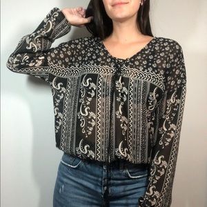 Sheer Paisley Designed Long Sleeve